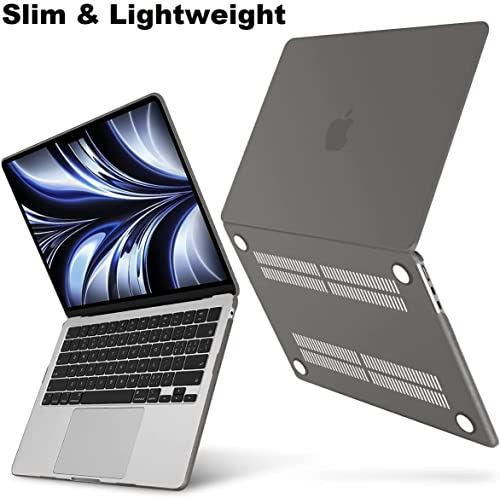 Image of Midkart Case Compatible with MacBook Air 13.6 inch M5 M4 M3 M2 Release 2026-2022 A3449 A3240 A3113 A2681 Touch ID Hard Shell Cover Keyguard Dust Plugs for MacBook Air 13 inch Case, Smoke Grey