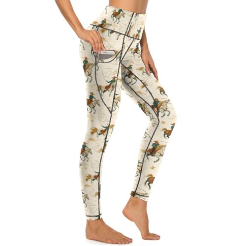 Legging d'entraînement de gym imprimé cheval avec poches pour sport et yoga femme