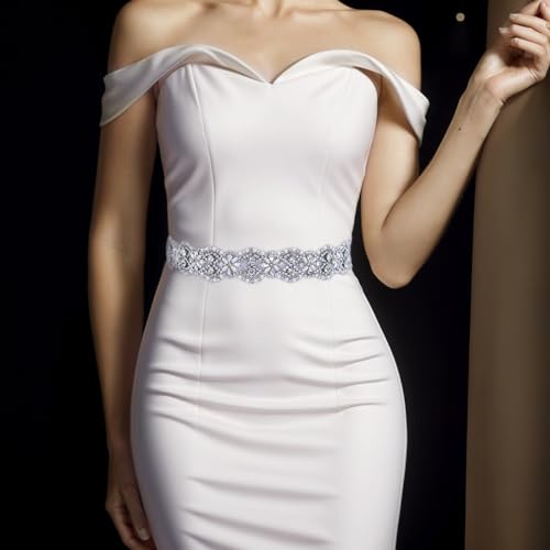 HONGMEI Wedding Belt Sparkly Rhinestone Bridal Sash Pearl Wedding Accessories for Women and Girls3