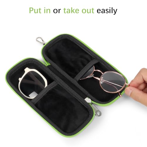 Image of Double Eyeglasses Case Hard Shell Dual Sunglasses Organizer with Zipper Closure Travel Eyewear Storage for Vehicle