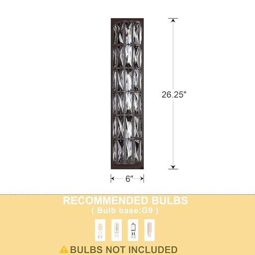 Image of 6 Light Modern Concise 26.25 inch Polyhedral Crystal Shade Wall Sconce Light Fixtures,Oil Rubbed Bronze Finish for Bathroom,Bedroom Living Room Bedside