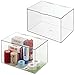 mDesign Organizer cosmetici impilabile – Pratico contenitore plastica per cosmetici – Scatola con coperchio a ribalta per conservare accessori bagno e trucchi – Set da 2 – trasparente