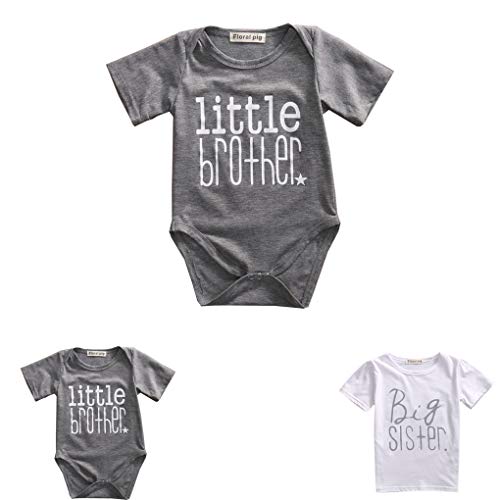 Big Sister en Little Brother Family Matching Outfits baby rompertjes baby Weinig Broer Romper Big Sister T-shirt Tops… - Afbeelding 3