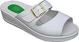 Sanital Light 1363 – Chaussons femme en cuir blanc, semelle antichoc, confort léger, respirant, tige ventilée, artisanat italien, sandales ouvertes, 38 EU
