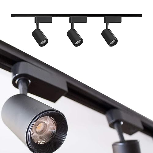 Kit Trilho Eletrificado Industrial Spot Preto Lampada Led 7W - 2, 3, 4, 6 ou 8 Spots Branco Quente B