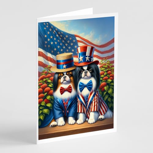 Caroline's Treasures All American Japanese Chin Greeting Cards Pack of 8 Blank Cards with Envelopes Whimsical A7 Size 5x7 Blank Note Cards