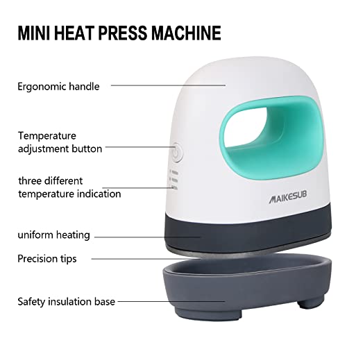 Image of Mini Heat Press for Tshirts Hats Shoes Portable | Green mini heat press, easy for Tshirts /shoes /hats, HTV vinyl projects, portable