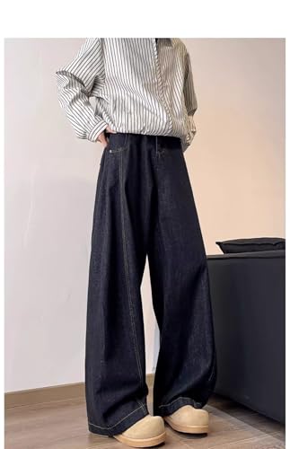 Men's American Vintage Black Jeans Loose Straight Wide-Leg Pants 7