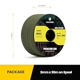 Kamu Synber Paracord 2mm 3 Strands 30M 100% Nylonowa Linka Typ I Sznurek do Kemping, Zewnątrz, Rzemieślnicze | Wsparcie 90kg | Zieleń Wojskowa