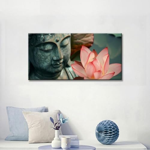 Fleur de lotus zen impression sur toile salon 70 x 140 cm