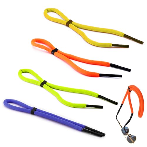 YOYEAH Lot de 4 cordons à lunettes de sport flottants – Bandes de lunettes de soleil réglables pour les sports nautiques, le bateau, le kayak, la voile et le surf