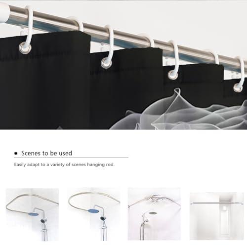 Rideau de douche de qualité supérieure en tissu imprimé fleur blanche - 5