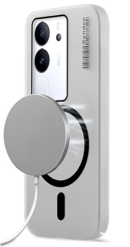 Image of Mr. Case Back Cover for Vivo V29 5G Elegant Frosted White Translucent Back | Only Compatible with Wireless Magnetic Accessories | Anti-Scratch Shockproof Phone Case - Black