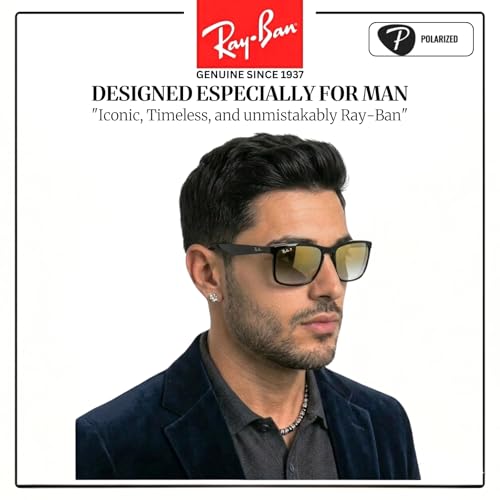 Image of Ray-Ban RB4264 CHROMANCE POLARIZED Square Shape Sunglasses for Men with Official Eyewear Kit