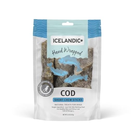 Icelandic+ Cod Skin 5" Short Hand Wrapped Dog Chew Stick, 3-Pack, 2.8-oz Bag