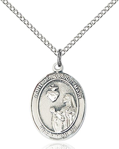 Patron Saints by Bliss Sterling Silver Saint Margaret Mary Alacoque Medal Pendant, 3/4 Inch