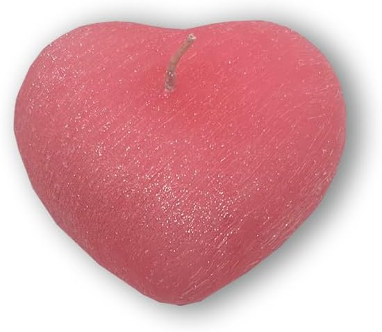 Heart Shaped Candle - Scratched Texture - Gift Bag - Handmade Candle - Diameter 8 cm Height 10 cm - Christening Favours - Baby Shower - Communion - Colour Pink - Cereria Di Giorgio image 5
