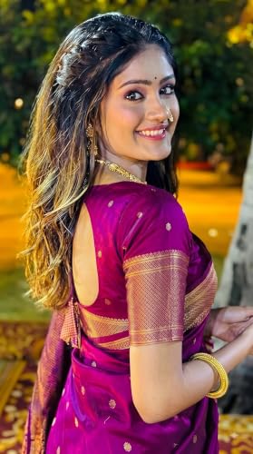 Image of C J Enterprise Women's Banarasi Saree Pure Kanjivaram Style Silk Saree With Blouse Piece for Wedding (BS09)