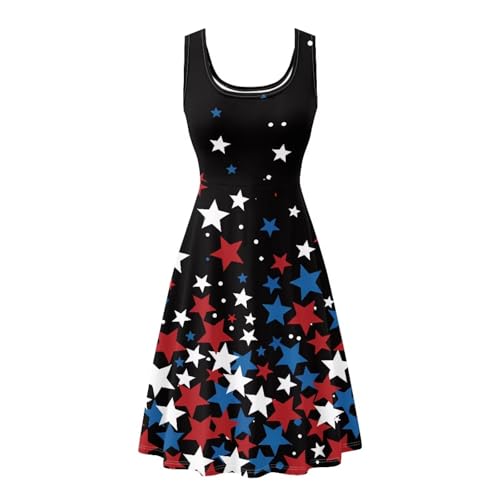 Image of Women Stylish Tank Dresses Sleeveless Round Neck Midi Casual Dress with Pocket for Summer