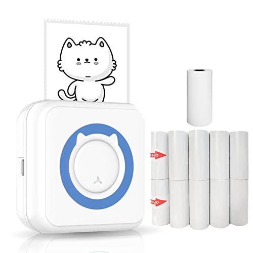 HUIOP Impresora fotográfica,Impresora fotográfica multifunción Todo-en-Uno Impresora portátil multifunción inalámbrica Soporte de conexión BT para Smartphone con 11 rollos de papel 57 Mm