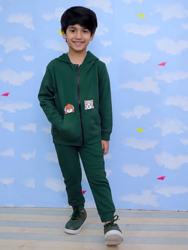 Image of The Mom Store Kids Sweatshirt With Joggers Set| Cotton With French Terry | Cute Prints | Warm | For Boys & Girls | Trendy Winter Sets For Kids | Hoodie And Sweatpant Set
