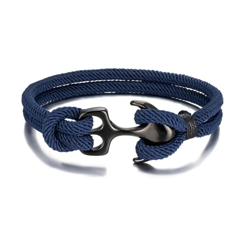 Bracelet homme et femme en double corde nautique noire avec boucle sport