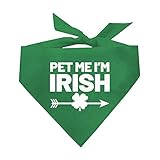 Pet Me I'm Irish Dog Bandana | 100% Cotton Triangle | Made in USA| Funny St. Patrick's Day Photoshoot Prop | Shamrock | Drinking Bar Parade Event Or Party | Green One Size (987)