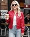 Ommiivex Red Women Faux Jacket Leather Cropped Bomber Coat 2025 Fall 2026 Spring Outfit 2025 lady Fashion Clothes Fake Suede Sherpa Motorcycle Biker Moto Racer Aviator Lady Short Blazer Lightweight