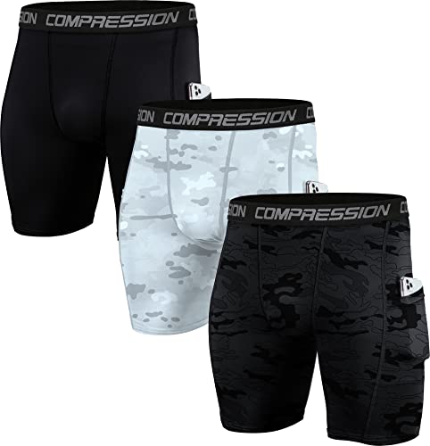 Image of Men's Compression Shorts Underwear, Athletic Workout Base Layer, 4-Way Stretch Moisture-Wicking for Running, Gym, 3 or 5 Pack