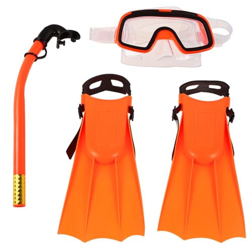 KOMBIUDA 1Set Compact Snorkeling Gear Set for Durable Swim Goggles Fins Breathing Tube for Comfortable Underwater Adventure Fog Leak Design for Young Explorers
