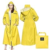 SOPPY Rain Coats for Women, Women's Long Waterproof Raincoat Lightweight Hooded Rain Jacket for Women Hiking Travel Outdoor