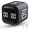 Productivity Timer Flip Gravity Sensor Cube Timer Countdown & Countup,Mute & Vibrate & Sound，5/10/30/60min & Custom Timing, Perfect for ADHD,Work,Learning,Kitchen Cooking (1Black)