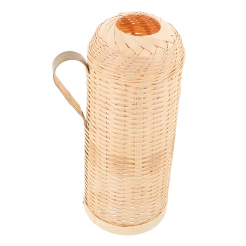 PRETYZOOM Cubierta De Bambú Para Botella Térmica De Agua Caliente Funda Aislante Tejida Mano Protección Resistente Para Termo De Color Natural Para Decoración y Uso Diario