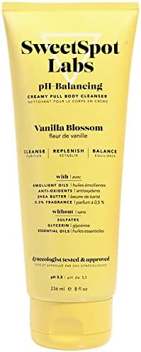 SweetSpot Labs Feminine Wash, Gentle Vanilla Blossom Scent, with Shea Butter and Aloe Vera, Sulfate Free, pH Balanced Womens Body Wash, 8 oz