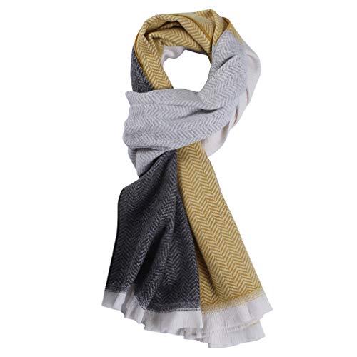 WAMSOFT Winter Scarf Super Thick, Unisex Premium Cashmere Feel 3X Thick Blanket Pashmina Wrap Shawl Sacrves for Christmas Large Fashion Shoulder Scarf Neck Scarf 1 Pack 0.65lb, Ginger/Gray/White
