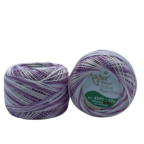 Image of Anchor Knitting Pearl Cotton Fast Colour Thread Yarn - Mercer Pearl Cotton 10gm Yarn (Thickness 1 mm) (Pack of 1 (01208)
