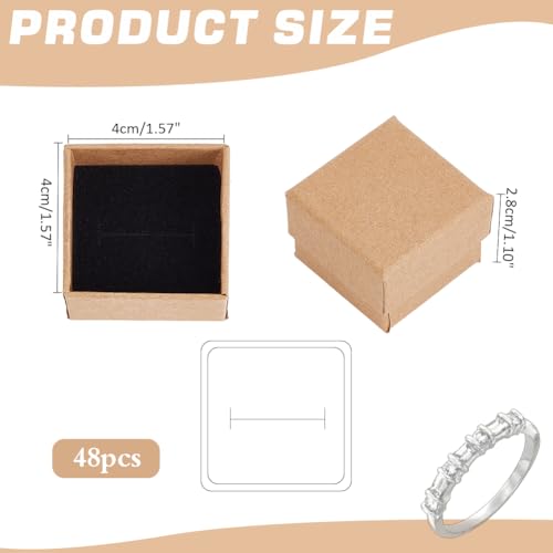 Ph Pandahall WH-CON-E017-14 48 Pack Ring Box, 1.5X1.5X1.1 Inch Jewelry Gift Boxes Square Cardboard Jewelry Box thumb #3