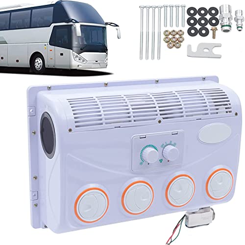 JODAIS Set di condizionatori d'aria evaporatore a 360° per auto, roulotte, camion, autobus, camper, 12 V/24 V, 32 nuclei in alluminio, valvola di espansione tipo H, motore in filo di rame da 80 W. 12V