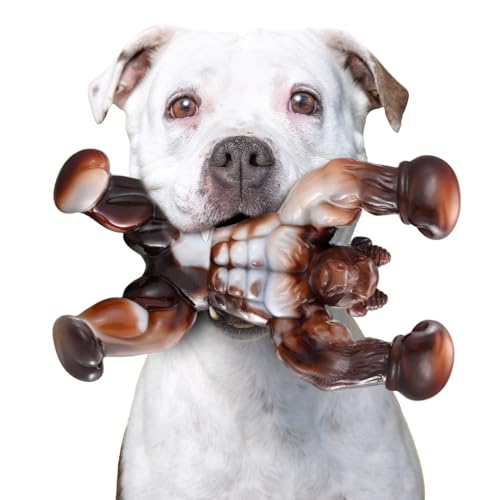 Zinbo Dog Toys for Aggressive Chewers, Indestructible Dog Toys, Tough Dog Toy for Aggressive Chewers Medium/Large Breed, Real Bacon Flavored, Durable Nylon Dog Bone Toys (Large, Beef)