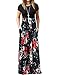 GNRSPTY Mujer Vestidos Casual Verano Manga Corta de Fiesta Largos Floral Impresa Color de Contraste Boho Playa Ceremonia Noche,Negro,M