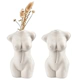 Briful Mini Body Vase Female Form Shelf Decor, Body Shaped Sculpture, Cute Flower Vase for Minimalist Decor, Sand Glaze Ivory, Set of 2