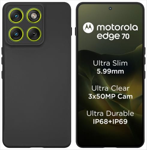 Image of SBMS Silicone Back Cover Case for Motorola Moto Edge 70 5G | Soft Micro-Fibre Lining Inside | Camera Protection Bump | Shockproof Back Cover Case for Moto Edge 70 (Candy Cloth Black)