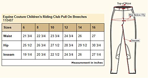Equine Couture Girl's Riding Club Pull-On Breech, Black, 6 - Thumbnail 5