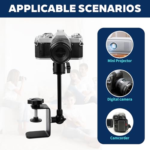 mimzemamz Projector Stand for Bettgestell, C-Clamp Beamer Halterung Verstellbare Drehbar, Desk Bedside Projektor Ständer mit 1/4-Zoll-Schraubschnittstelle für Heimkino, Büro, Spielzimmer