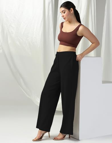 Image of Selvia Women's Lycra Straight Korean Style Trouser, Regular Fit Casual Pants