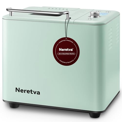 Neretva Bread Maker, 20-in-1 2LB Bread Machine Dual Heater &