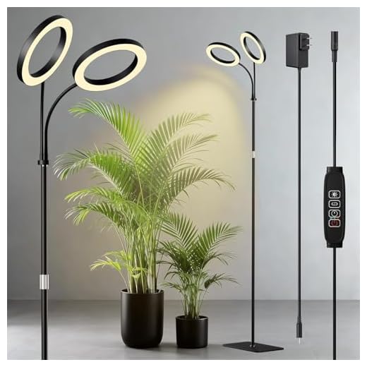 COKOLILA 168 LED 12V2A Pflanzenlampe LED Vollspektrum, 2 Köpfe 360° flexibler Schlauch Pflanzenlicht mit Ständer, 3/9/12 Auto-Timer, 58-170 cm Einstellbar Boden stehend Grow Light für Zimmerpflanzen