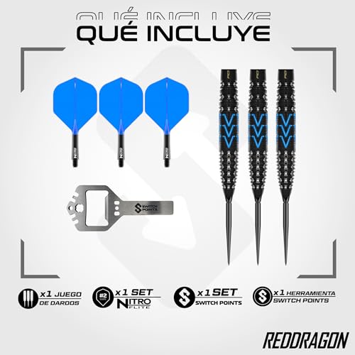 Dardos de acero para competición profesional RED DRAGON AMP Switch de 26 g 2