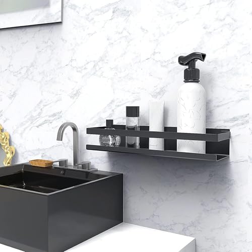 Miniatura 6 de Bestdon Estantería Baño Acero Inoxidable, Estantes Ducha Pared Sin Taladro Para Baño Y Cocina, Adhesiva, Negro Mate, 30 Cm
