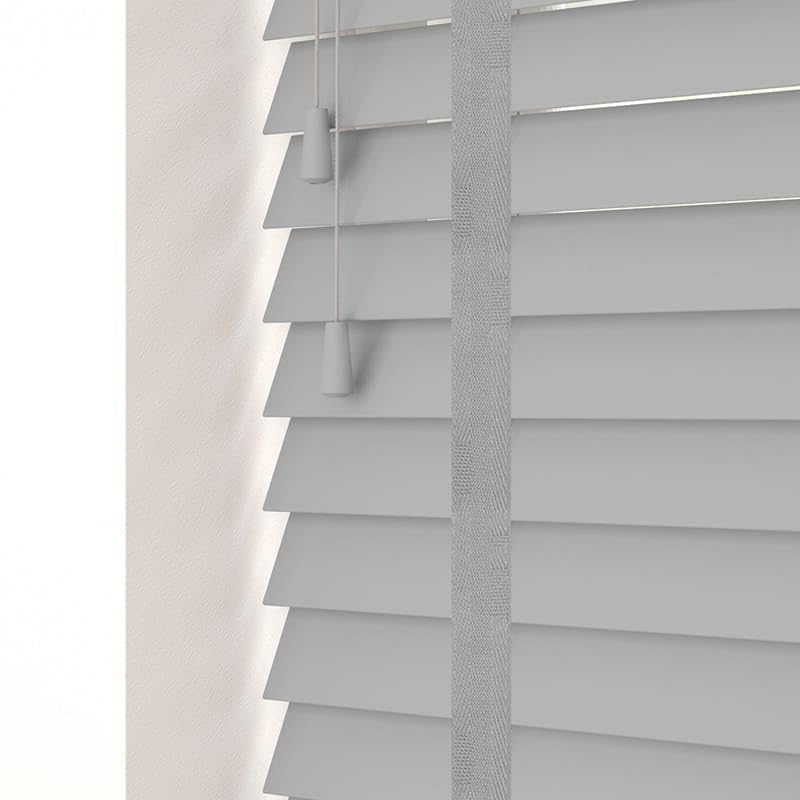 Funky Gadgets Faux Wood Blinds Window Venetian Blinds with Strings and THE OTHER with TAPE Window Blinds Smooth 50mm Slats TRIMMABLE Easy Fit Home Office (Grey With Tape, 165cm width x 213cm drop) — image 1